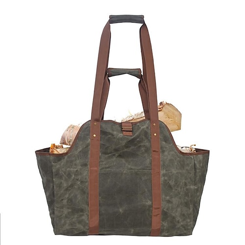 

Canvas Firewood Carrier Log Tote Bag Indoor Fireplace Log Carrier Holders Woodpile Rack Fire Wood Carrying Outdoor Tubular Birchwood Stand by Hearth Stove Tools