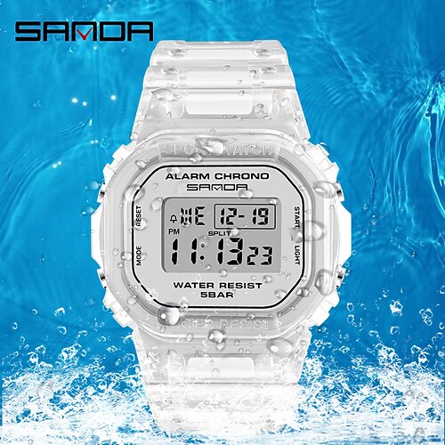

SANDA Fashion Sport Watch Women Transparent strap LED Digital Clock Ladies Electronic Watch 2009