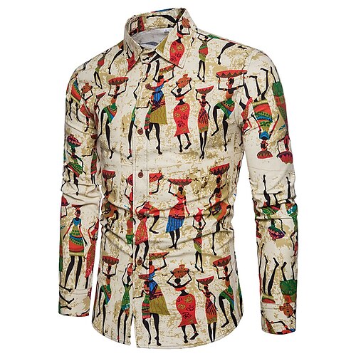 

Men's Shirt Summer Hawaiian Shirt Graphic Tees Graphic Graphic Prints Turndown Green Purple Yellow Red Street Daily Long Sleeve Button-Down Clothing Apparel Fashion Simple Casual