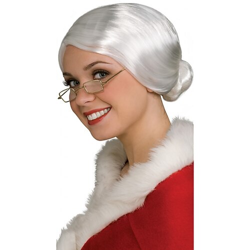 

Silvery White Mrs Santa Wig Adult Costume Accessory Christmas Party Wigs