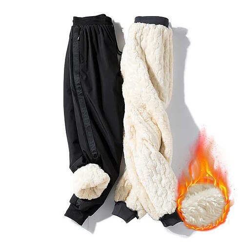 

Men's Sherpa Sweatpants Winter Pants Trousers Drawstring Elastic Waist Solid Color Graphic Waterproof Comfort Casual Daily Streetwear Sports Fashion 1 2 Micro-elastic / Elasticity