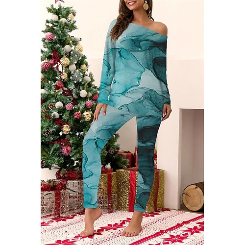 

Women's Plus Size Pajamas Sets Nighty Gradient Fashion Comfort Soft Home Daily Bed Cotton Spandex Jersey Breathable Long Sleeve T shirt Tee Pant Elastic Waist Fall Spring Green Fuchsia