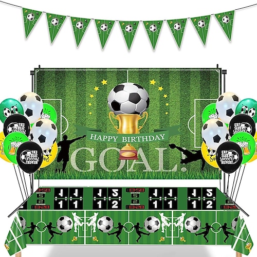 

World Cup Paty Supplies Set, Football Theme Party Plates Ballon Tablecloths Photo Background Set, Party Decorations Table Decor for 2022 Soccer World Cup