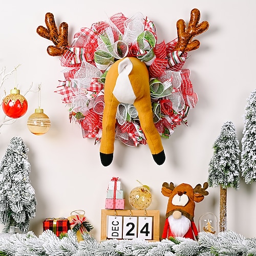 

New Christmas Decorations Christmas Elk Wreath Atmosphere Decorate Wreath Pendant Scene Decoration