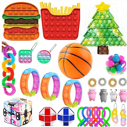 

46PCS Fidget Christmas Advent Calendar for Kids Pop-On-It Christmas Advent Calendars Fidget Toy Box Sensory Fidget Toy Set for Xmas Party Favor