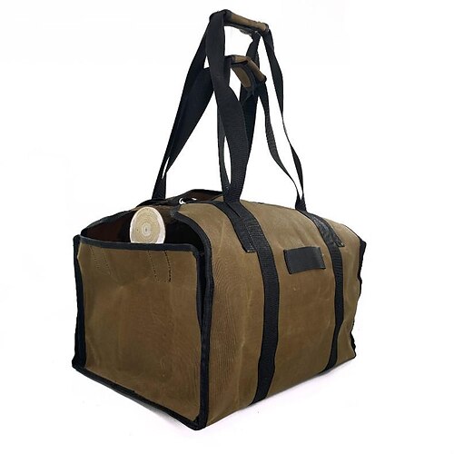 

Firewood Carrier - Freestanding Firewood Log Carrier - Durable Wet Waxed Canvas Wood Carrier