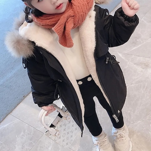 Bambino (1-4 anni) Da ragazza Parka Tinta unica Di tendenza Esterno Cotone Cappotto Capispalla 3-7 anni Autunno Nero Rosa Blu