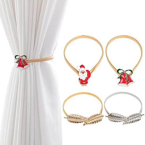 

Christmas Metal Plating Elastic Curtain Strap Double Curtain Buckle Tie Rope Tie Indoor Outdoor Home Party Decor