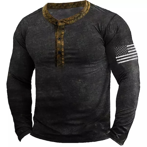 

Men's Sweatshirt Pullover Button Up Hoodie Black Henley Collar Graphic Prints National Flag Print Casual Daily Sports 3D Print Designer Casual Big and Tall Clothing Apparel Hoodies Sweatshirts Long