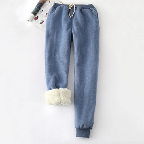 

Women's Plus Size Fleece Pants Pants Trousers Solid Color Casual Home Daily High Full Length Winter Fall Green Black Blue L XL XXL 3XL 4XL