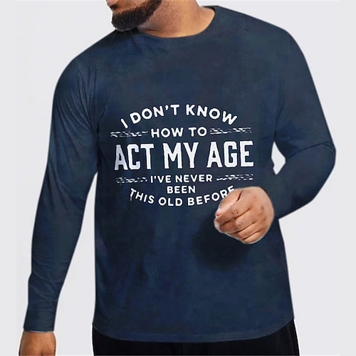 

Men's Plus Size T shirt Tee Big and Tall Graphic Crew Neck Long Sleeve Spring & Fall Basic Fashion Streetwear Comfortable Casual Sports Tops
