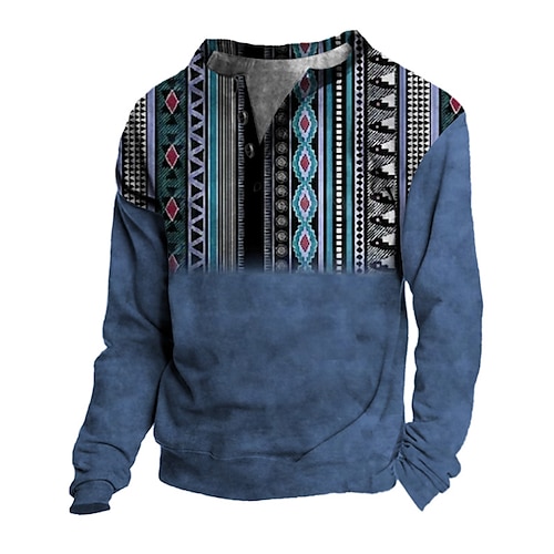 

Kids Boys Sweatshirt Pullover Graphic Geometric Long Sleeve Button Children Top Outdoor Sweatshirt Vintage Green Blue Yellow Winter 7-13 Years / Fall