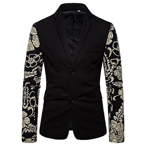 

Men's Fashion Blazer Regular Standard Fit Geometry Single Breasted Two-buttons Black 2022