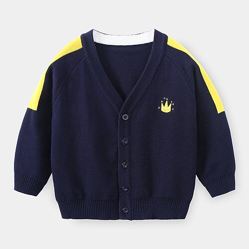 

Kids Boys Coat Outerwear Plain Long Sleeve Coat Daily Cotton Active Navy Blue Winter Fall 2-6 Years