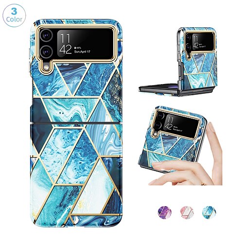 

telefon Etui Til Samsung Galaxy Flip Case Z Flip 4 Z Flip 3 Støtdempende ramme Helkroppsbeskyttende Støvtett Marmor TPU