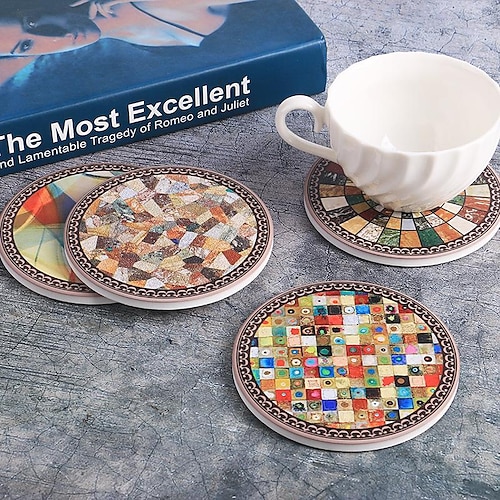 

boho moroccan cork insulation pad ceramic coaster european and american round mug coffee pad soup pot pad