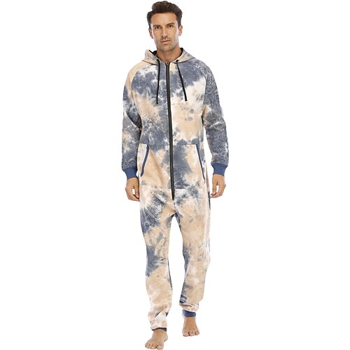 

Adults' Kigurumi Pajamas Nightwear Tie Dye Printing Onesie Pajamas Flannel Cosplay For Men and Women Christmas Animal Sleepwear Cartoon Festival / Holiday Costumes