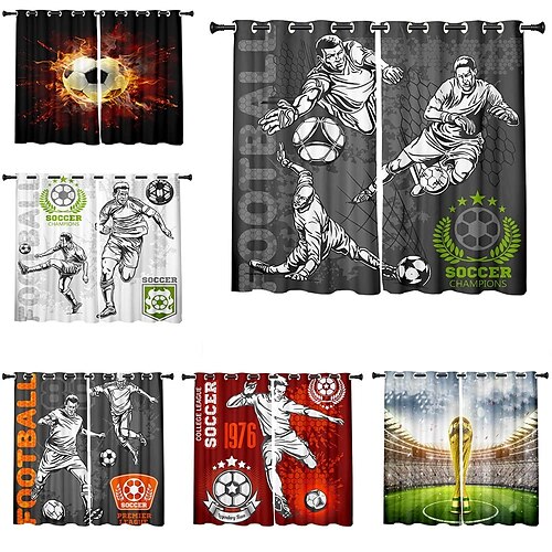 

3D Football World Cup fans Curtains Blackout Curtains Printed Thermal Insulated Curtains for Bedroom Living Room Modern Grommet Window Drapes Curtain Drapes