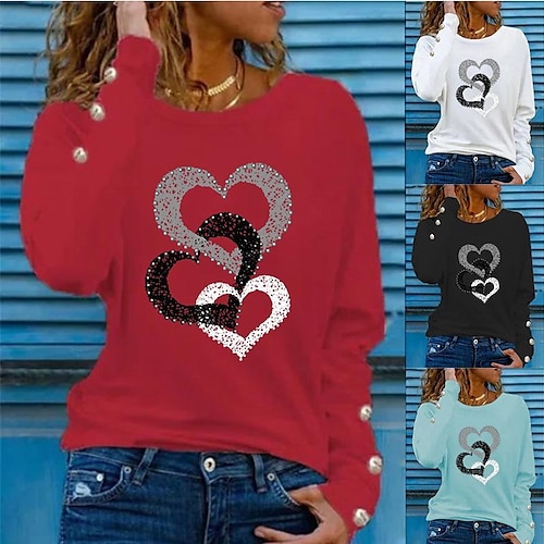 

Women's Blouse Button Heart Regular Spring & Fall