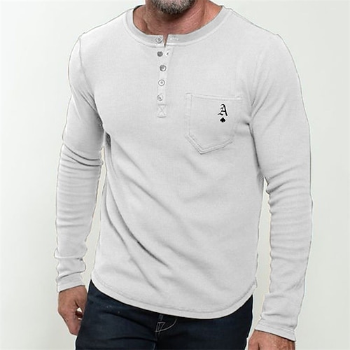 

Men's T shirt Tee Henley Shirt Cool Shirt Long Sleeve Shirt Graphic Prints Poker Crew Neck Hot Stamping Street Daily Long Sleeve Button-Down Print Clothing Apparel Fashion Designer Casual Comfortable