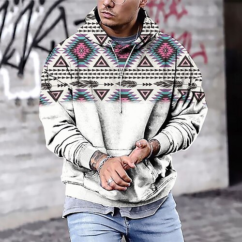 

Per uomo Felpa con cappuccio pullover Bianco Nero Con cappuccio Tribale Stampe astratte Stampa Giornaliero Sport Stampa 3D Essenziale Streetwear Originale Primavera & Autunno Abbigliamento Felpe con