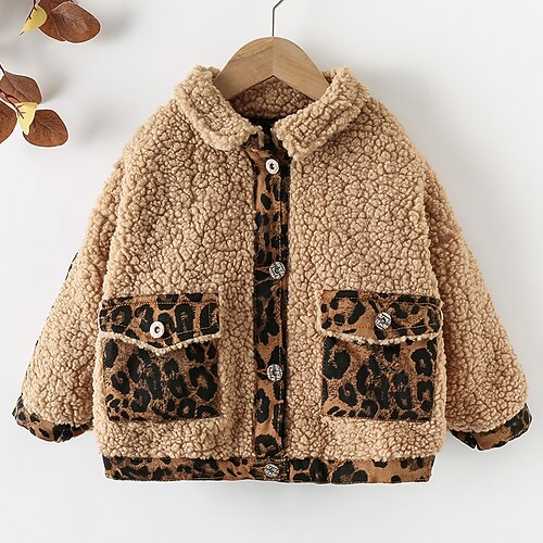 

Toddler Girls' Halloween Grinch Coat Outerwear Animal Long Sleeve Patchwork Coat Daily Cotton Cool Khaki Winter Summer 1-6 Years
