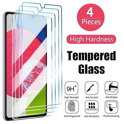 

[4 Pack] Phone Screen Protector For Samsung A73 A53 A33 S22 S21 S20 Plus Ultra S21 FE A72 A52 A42 Note 20 Ultra Tempered Glass High Definition (HD) 9H Hardness 3D Touch Compatible Phone Accessory