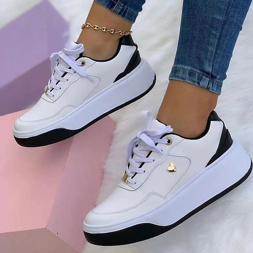 

Per donna Scarpe da ginnastica Taglie forti Giornaliero Inverno Plateau Punta tonda Informale minimalismo Cuoio Con lacci intrecciali Tinta unita Tessuto almond Nero Blu