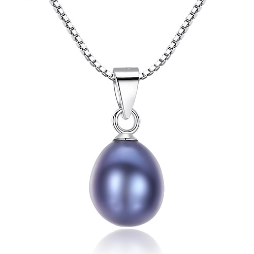 

Necklace Purple Freshwater Pearl S925 Sterling Silver Women's Fashion Simple Classic Cute Wedding Geometric Necklace For Wedding Engagement