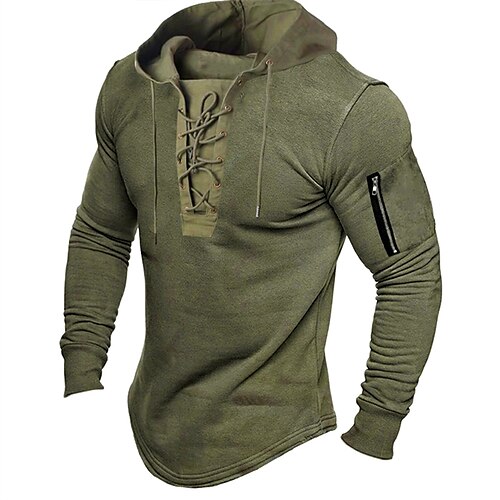 

Men's Hoodie Pullover Hoodie Sweatshirt Green Gray Black Hooded Solid Color Lace up Sports & Outdoor Daily Sports Basic Casual Big and Tall Fall Spring Clothing Apparel Hoodies Sweatshirts