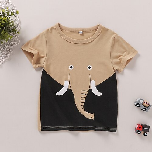 

Kids Boys T shirt Solid Color Daily Short Sleeve Adorable Cotton 3-6 Years Summer Khaki