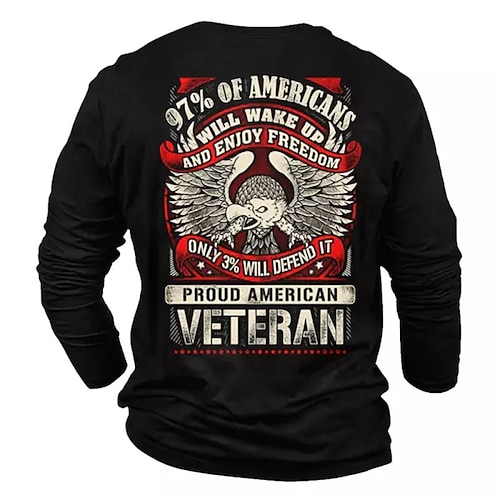 

Men's T shirt Tee Graphic Prints Eagle Crew Neck Black Army Green Navy Blue Gray 3D Print Outdoor Street Long Sleeve Print Clothing Apparel Basic Sports Designer Casual