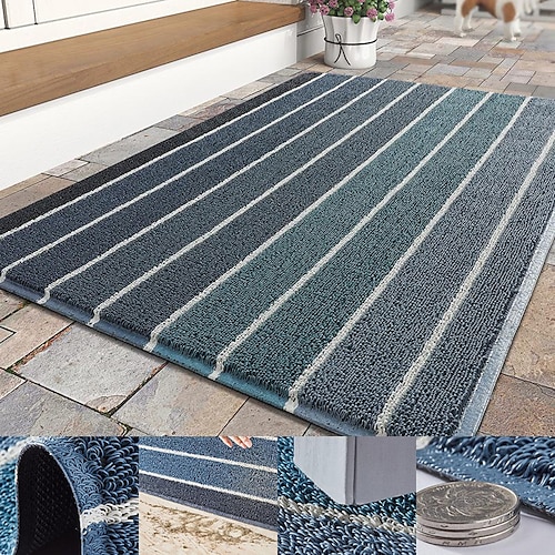 

Teslin Foot Mat Entry Stripe Door Mat Rubbing Soil Non-slip Mat Outdoor Mat