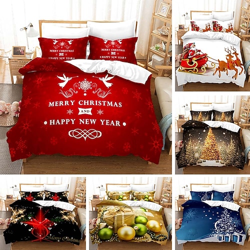 

Duvet Cover Set Boy Gife For Kid Gife 2/3 Piece Bedding Set with 1 or 2 Pillowcase(Single Twin only 1pcs)Merry Christmas New Year Gift Dog