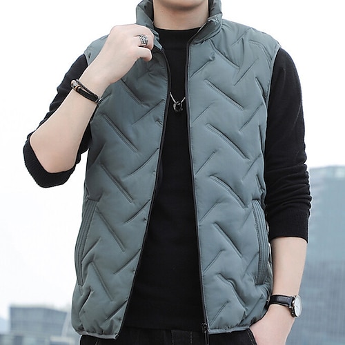 

Per uomo Gilet imbottito Gilet Gilet trapuntato Cardigan All'aperto Casual / quotidiano Da mare Per uscire Andare Colore puro Capispalla Abbigliamento Nero Grigio chiaro Verde