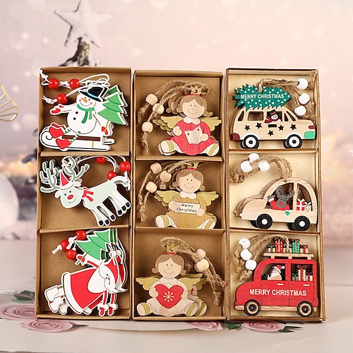 

3Pcs Cross border New Cartoon Santa Claus Elk Christmas Day Decorative Pendant Creativity Euro American Christmas Tree Pendant