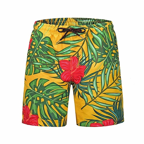 

Men's Swim Shorts Swim Trunks Shorts Board Shorts Beach Shorts Drawstring Elastic Waist Elastic Drawstring Design Graphic Plants Print Breathable Quick Dry Short Casual Daily Holiday Streetwear