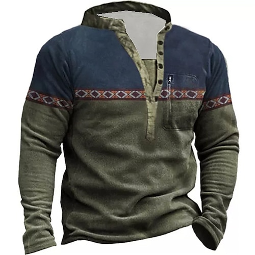 

Men's Sweatshirt Pullover Blue Purple Army Green Light Blue Gray Standing Collar Color Block Graphic Prints Zipper Print Daily Sports Holiday 3D Print Basic Streetwear Designer Spring & Fall