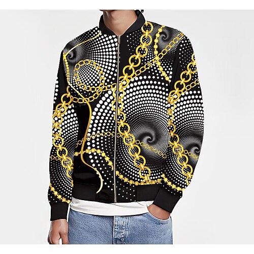 

Men Sherpa jacket Casual Outdoor clothing Daily Wear Fall Winter Regular Coat Regular Fit Thermal Warm Waterproof Windproof Warm Windbreaker Jacket Long Sleeve 3D Print Geometric Pattern Embroidered