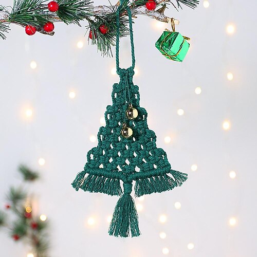 

cross-border hot selling hand-woven cotton thread christmas tree pendant decoration woven bell christmas tree wall decoration creative ornaments