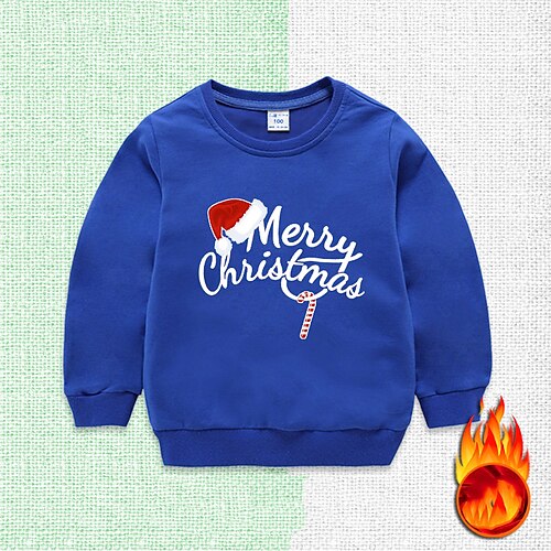 

Toddler Boys Christmas Sweatshirt Pullover Cartoon Letter Santa Claus Long Sleeve Children Top Outdoor Cotton Sweatshirt Fashion Daily Green Blue Pink Winter 3-7 Years / Fall
