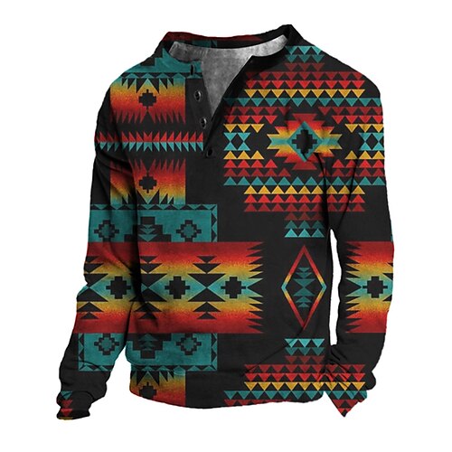 

Kids Boys Sweatshirt Pullover Graphic Geometric Long Sleeve Button Children Top Outdoor Sweatshirt Vintage Blue Winter 7-13 Years / Fall