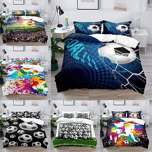 

Duvet Cover Set Boy Gife For Kid Gife 2/3 Piece Bedding Set with 1 or 2 Pillowcase(Single Twin only 1pcs)Football World Cup fans