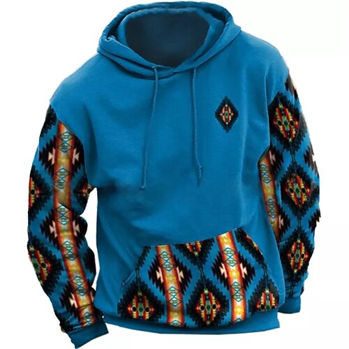 

Men's Pullover Hoodie Sweatshirt Blue Hooded Graphic Prints Print Daily Sports 3D Print Basic Boho Streetwear Spring & Fall Clothing Apparel Hoodies Sweatshirts Long Sleeve