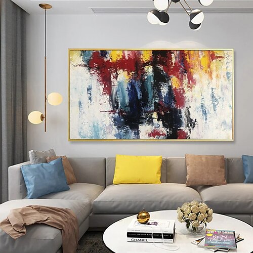 

Handmade Oil Painting Canvas Wall Art Decorative Abstract Knife Painting Landscape Yellow For Home Decor Rolled Frameless Unstretched Painting