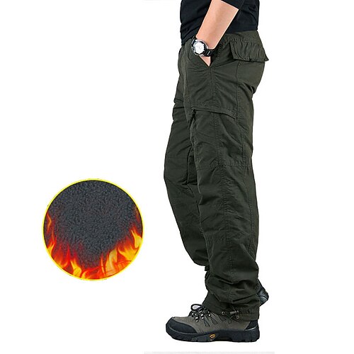 

Men's Cargo Pants Fleece Pants Trousers Casual Pants Zipper Elastic Waist Leg Drawstring Solid Color Comfort Warm Full Length Casual Daily Going out 100% Cotton Sports Stylish Green Yellow High Waist