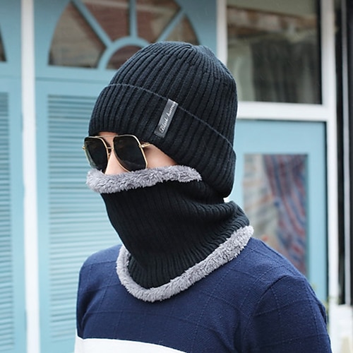 

Men's Slouchy Beanie Hat Winter Warm Set Sports & Outdoor Daily Knitting Cotton Casual Common Warm Outdoor 1 set
