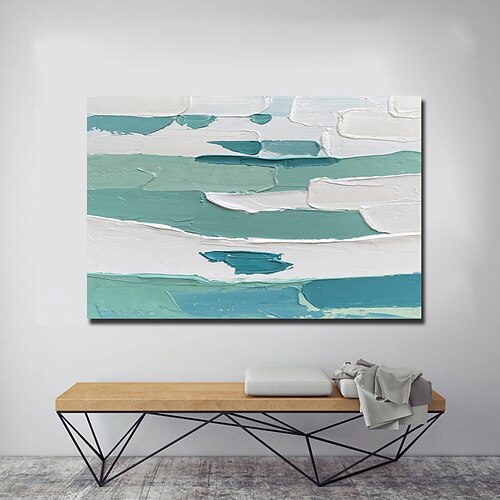 

Handmade Oil Painting canvas Wall Art Decoration Abstract Knife Painting Blue Landscape For Home Decor Rolled Frameless Unshi Painting