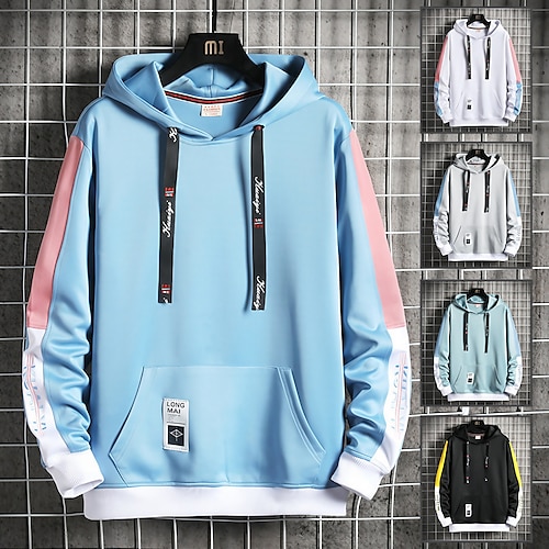 

Homme Sweat à capuche Noir Bleu Bleu clair Gris Blanche Capuche Bloc de couleur Poche Travail du quotidien Vacances basique Vêtement de rue Casual Printemps Automne Vêtement Tenue Pulls Capuche