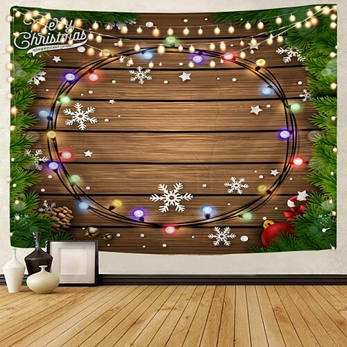 

Christmas Party Wall Tapestry Photography Background Art Decor Gift Ball Snowman Blanket Curtain Hanging Home Bedroom Living Room Decoration Polyester
